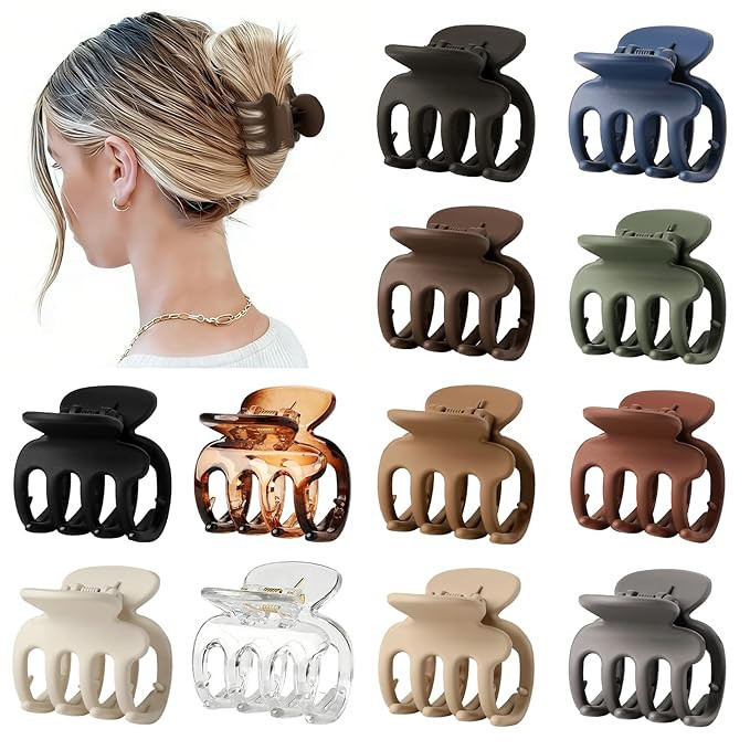 12Pcs Hair Clips for Women 1.8 Inch Small Claw Clips for Thin Hair Medium Hair Claw Clips for Thi... | Amazon (US)