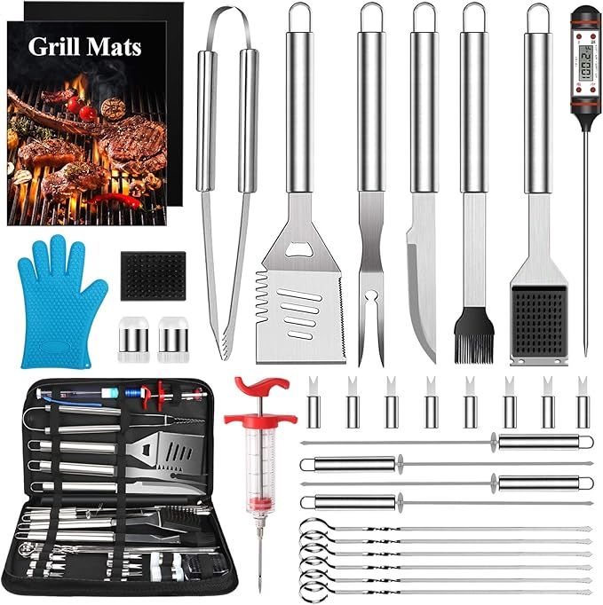FoPcc BBQ Grill Accessories Grilling Tools Set, 33PCS Stainless Steel BBQ Accessories with Carry ... | Amazon (US)