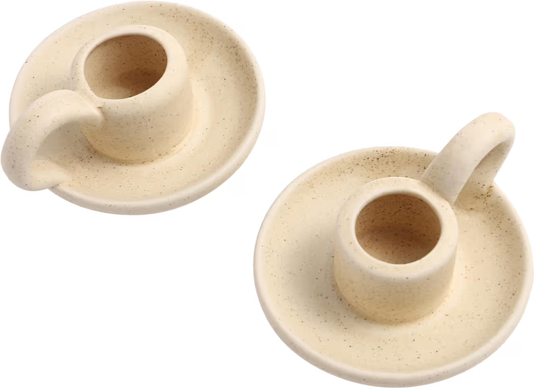 DOITOOL 2 Pcs Ceramic Candle Holder, Taper Candle Holder with Handle, Nordic Style Vintage Candle... | Amazon (US)