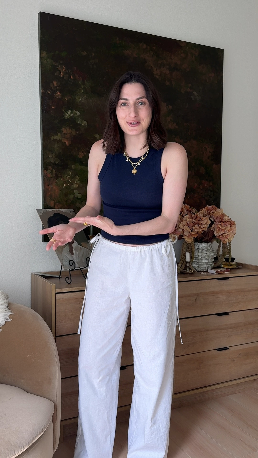 wearing a small in the navy tank top :) 

linen pants sewing pattern on my website! haleyivers.com

#wfhoutfit #comfyoutfit #navytanktop #linenpants #anthropologie #oldnavy 

#LTKgrwm #LTKSaleAlert #LTKootd