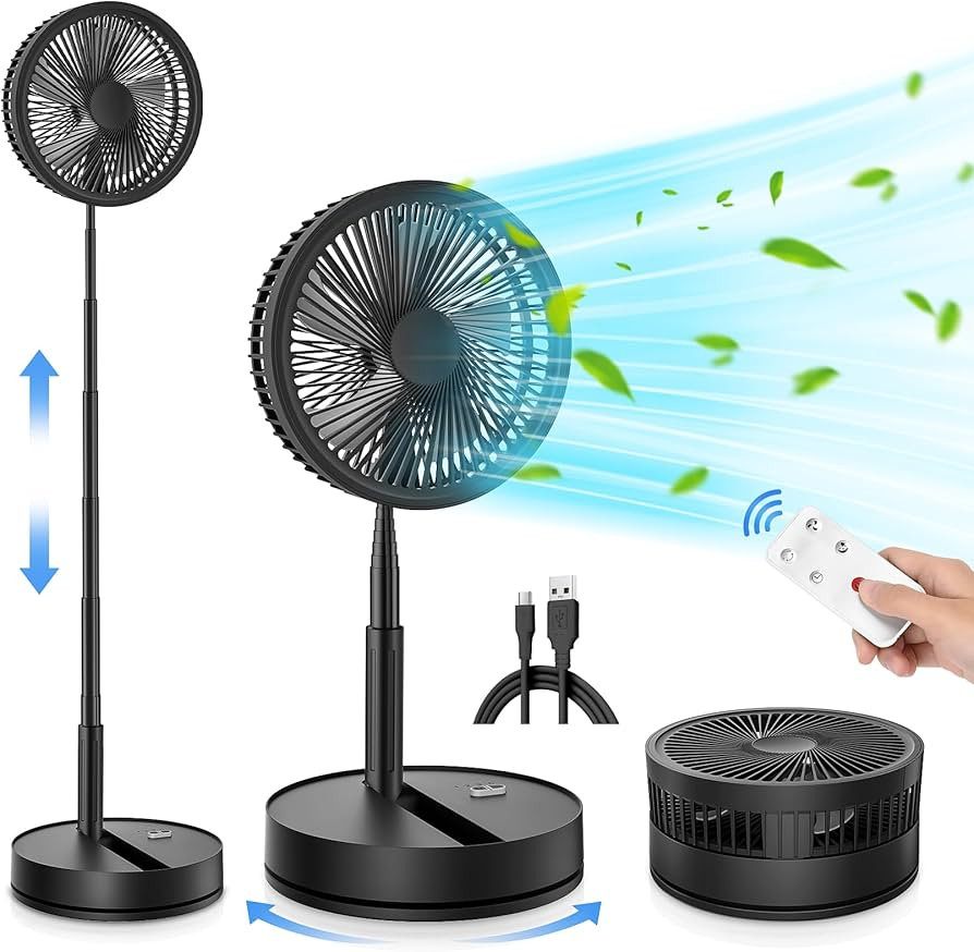 LIPETY Portable Foldable Rechargeable Oscillating Fan - 9" 7200mah Battery Operated USB C Small F... | Amazon (US)