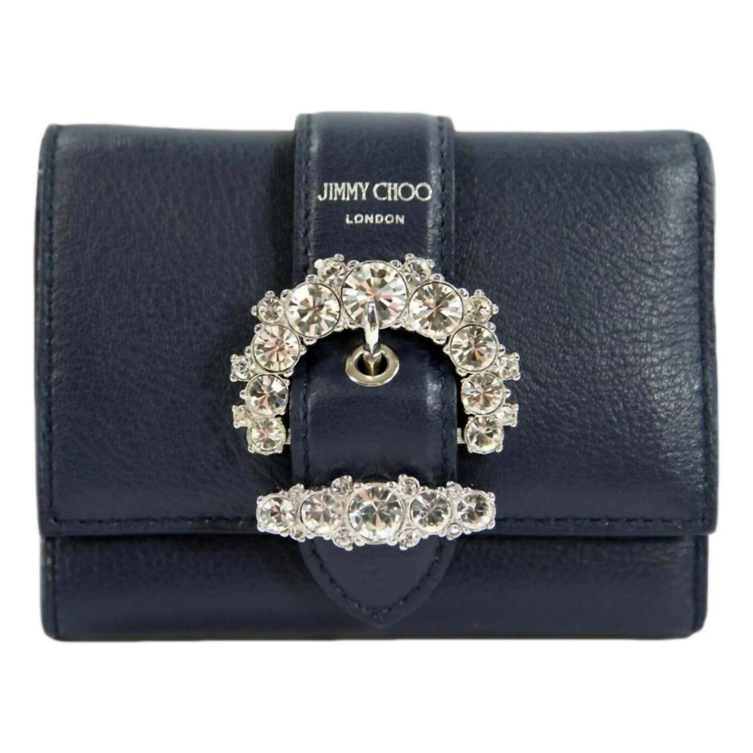 Women's Cheri Leather Trifold Card Case Walllet In Cosmos Blue | Shop Simon