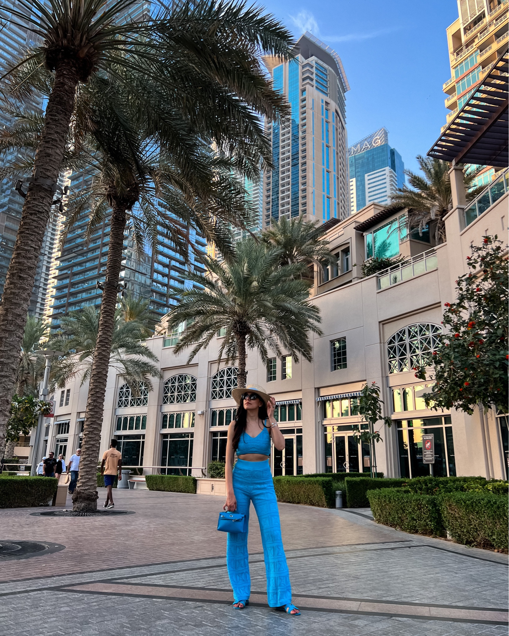 Blue matching set 💙 Spring outfit inspiration, summer vibes, co ord, crochet, bralette top, wide leg pants, Amazon fashion, Douglas, eyeliner, Vanessa Ziletti Cosmetics, H&M, leather sandals, city break, Saint Laurent sunglasses. 

#LTKeurope #LTKSeasonal #LTKfit