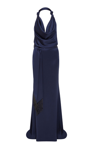 Ria Knotted Satin Halter Gown | Moda Operandi (Global)