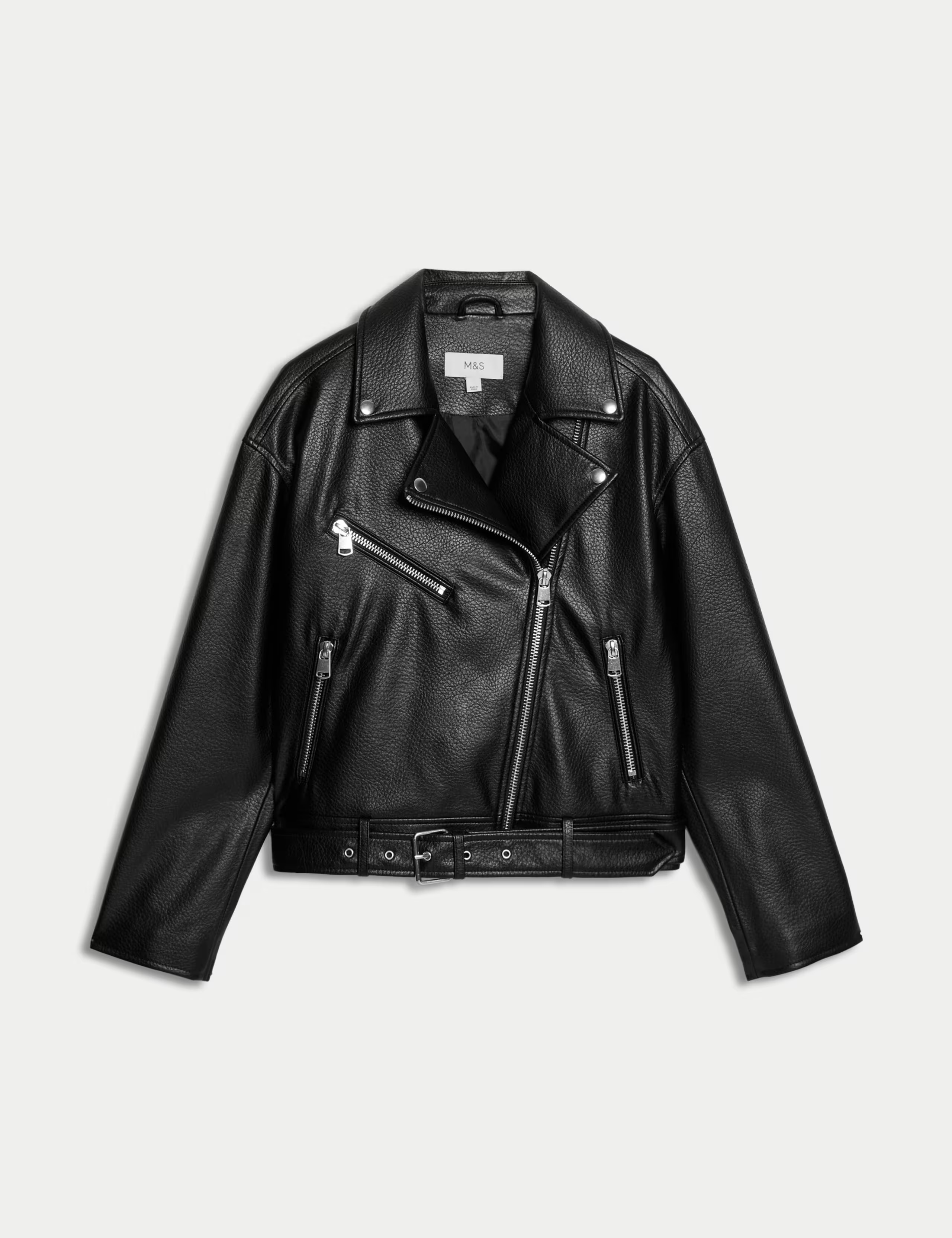 Faux Leather Textured Biker Jacket | Marks & Spencer (UK)