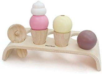 PlanToys Ice Cream Cone Pretend Play Food Set (3486) | Sustainably Made from Rubberwood and Non-T... | Amazon (US)