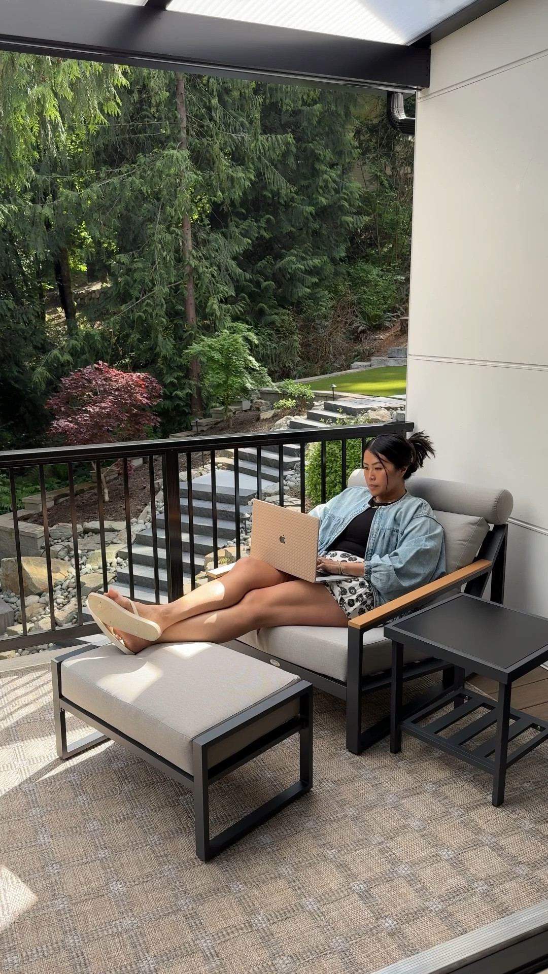 This is your sign to upgrade your patio for summer. I turned mine into a little oasis with the comfiest outdoor recliner and ottoman set, a cozy rug, and a sleek fire column from @wayfair. Now I can work outside, soak up some sun, and pretend I’m at a resort (but with better WiFi). #wayfairpartner #wayfair #outdoorfurniture 

#LTKHome #LTKSeasonal