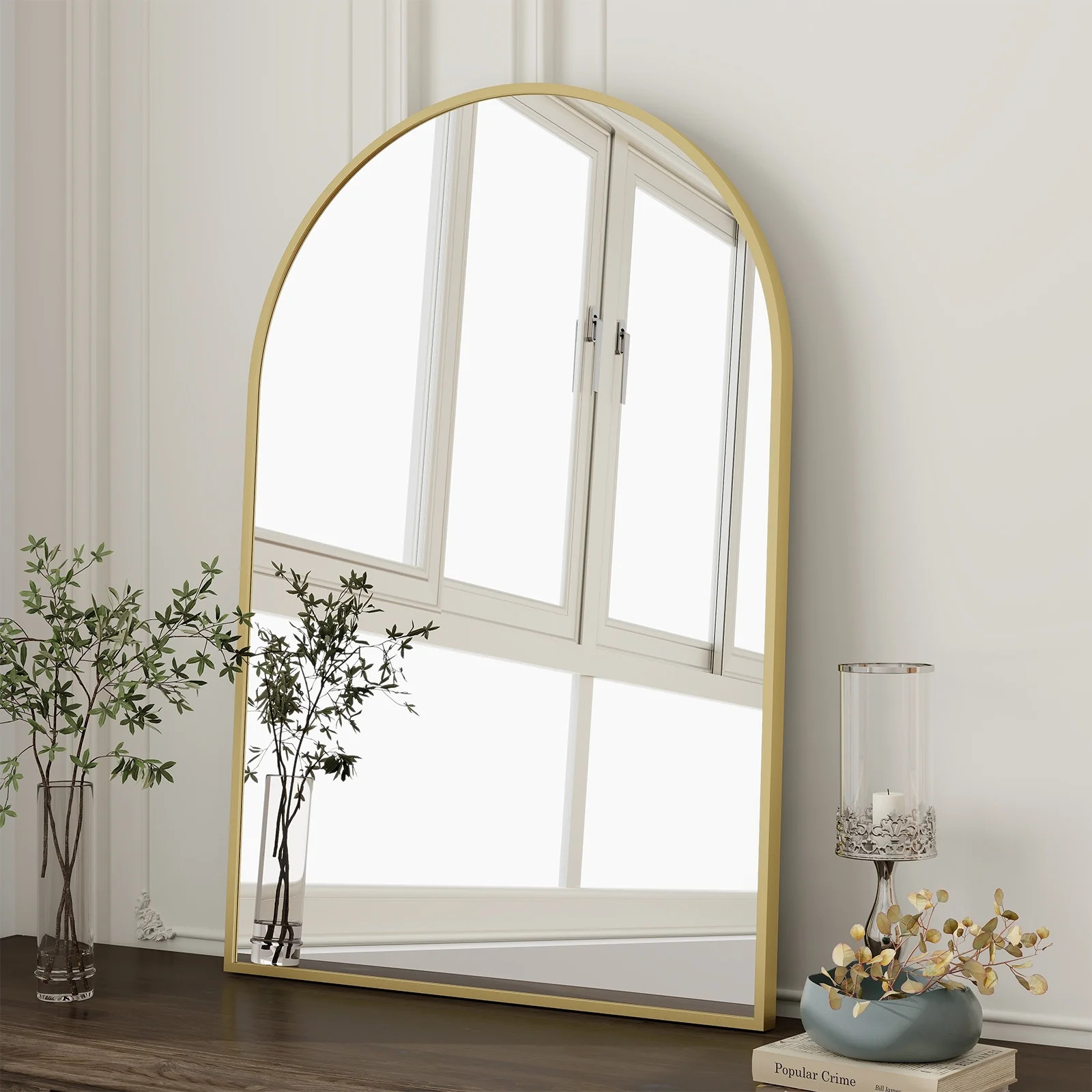 20"x 30" Bathroom Mirror Wall Vanity Arched Mirror, Gold, Crown Shapez | Walmart (US)