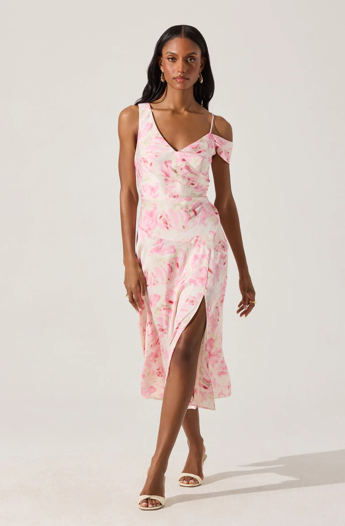 Asymmetric Shoulder Strap Midi Dress | ASTR The Label (US)