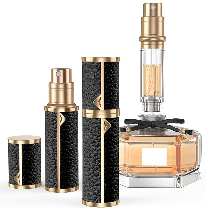 Perfume Travel Refillable Bottle,Genuine Leather Bottom-Filling Fragrances Perfume Atomizer,Mini ... | Amazon (US)