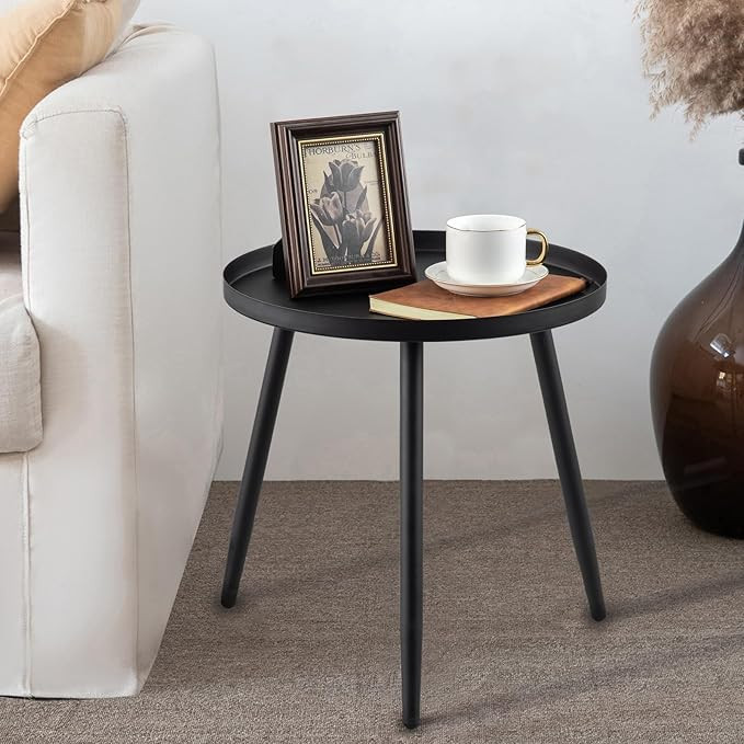 AOJEZOR Side Table: End Table for Indoor Use - Small Side Tables for Small Spaces All Matte Black... | Amazon (US)