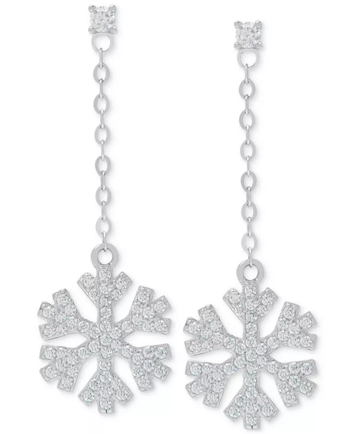 Macy's Lab-Created White Sapphire Snowflake Drop Earrings (1-1/10 ct. t.w.) in Sterling Silver - ... | Macy's
