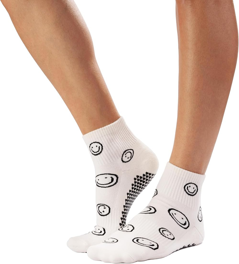Love Always Smiley Face Non-Slip Extra Grip Ankle Sock for Women | For Yoga, Pilates, Barre, Bare... | Amazon (US)