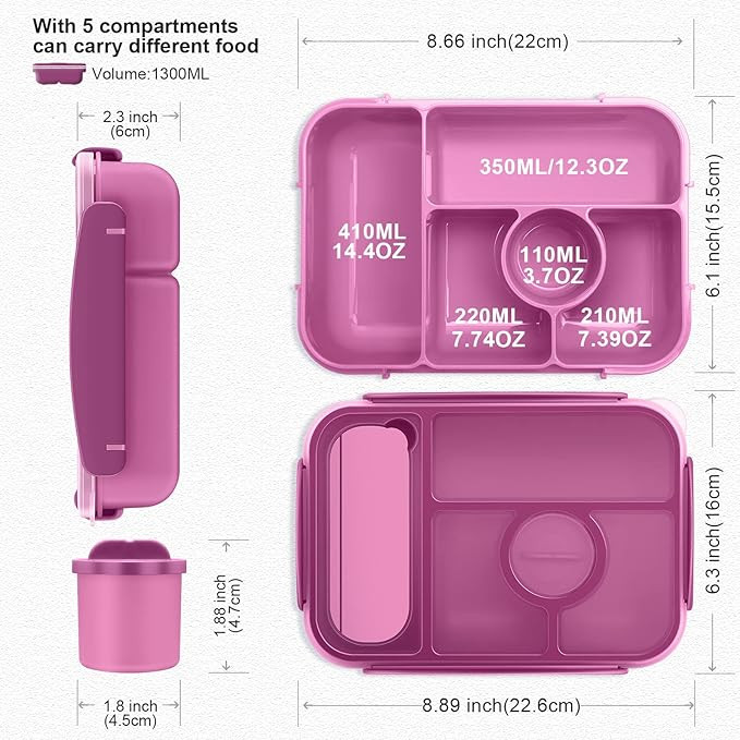 Amathley Bento box adult lunch box,lunch box kids,lunch containers for Adults/Kids/Toddler,5 Comp... | Amazon (US)