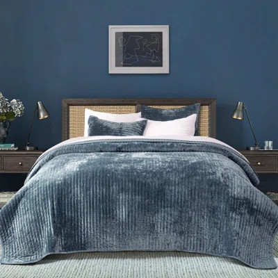 Luxe Velvet Channel Quilt Set | Wayfair North America