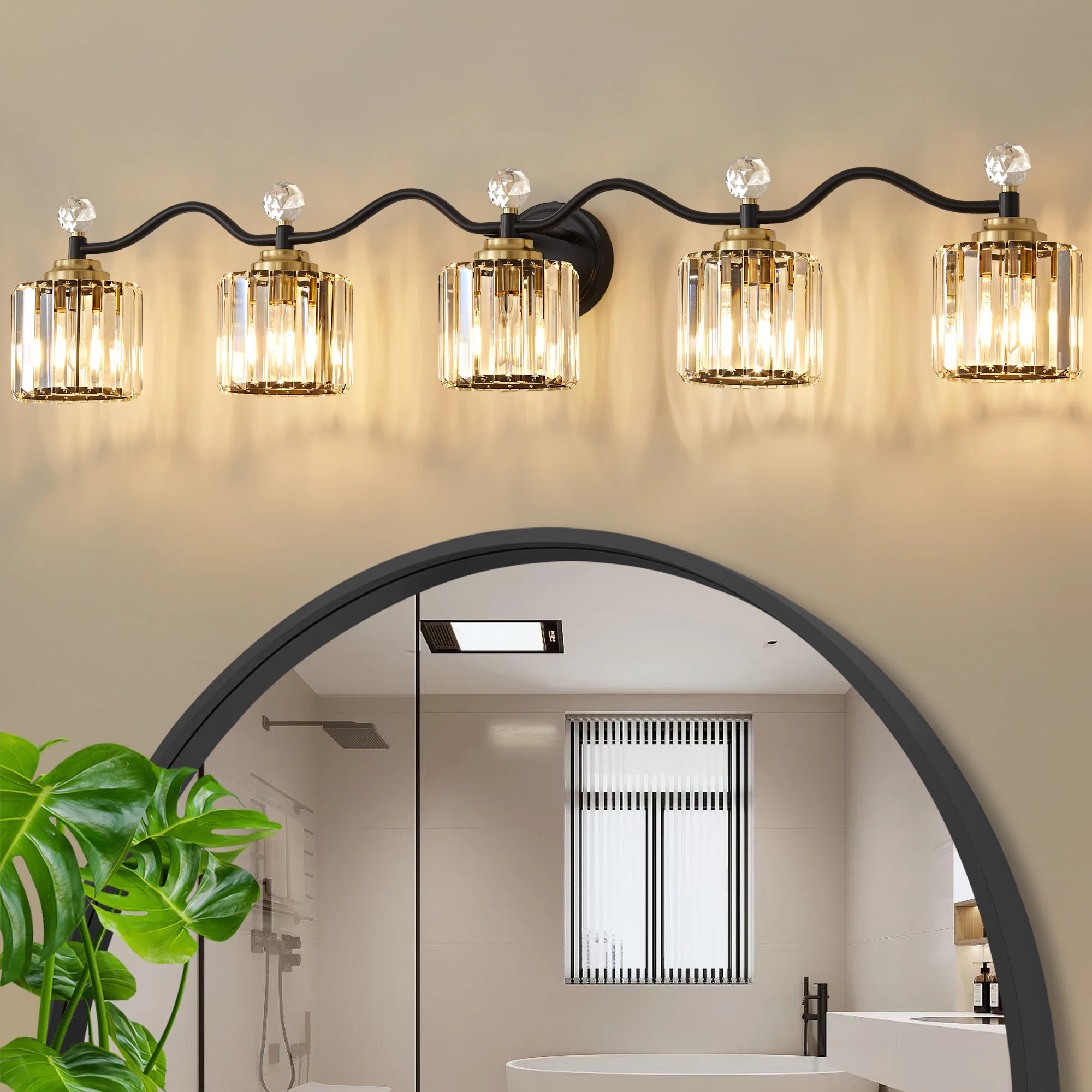 Emilion Dimmable Bathroom Vanity Light With Crystal Shade | Wayfair North America