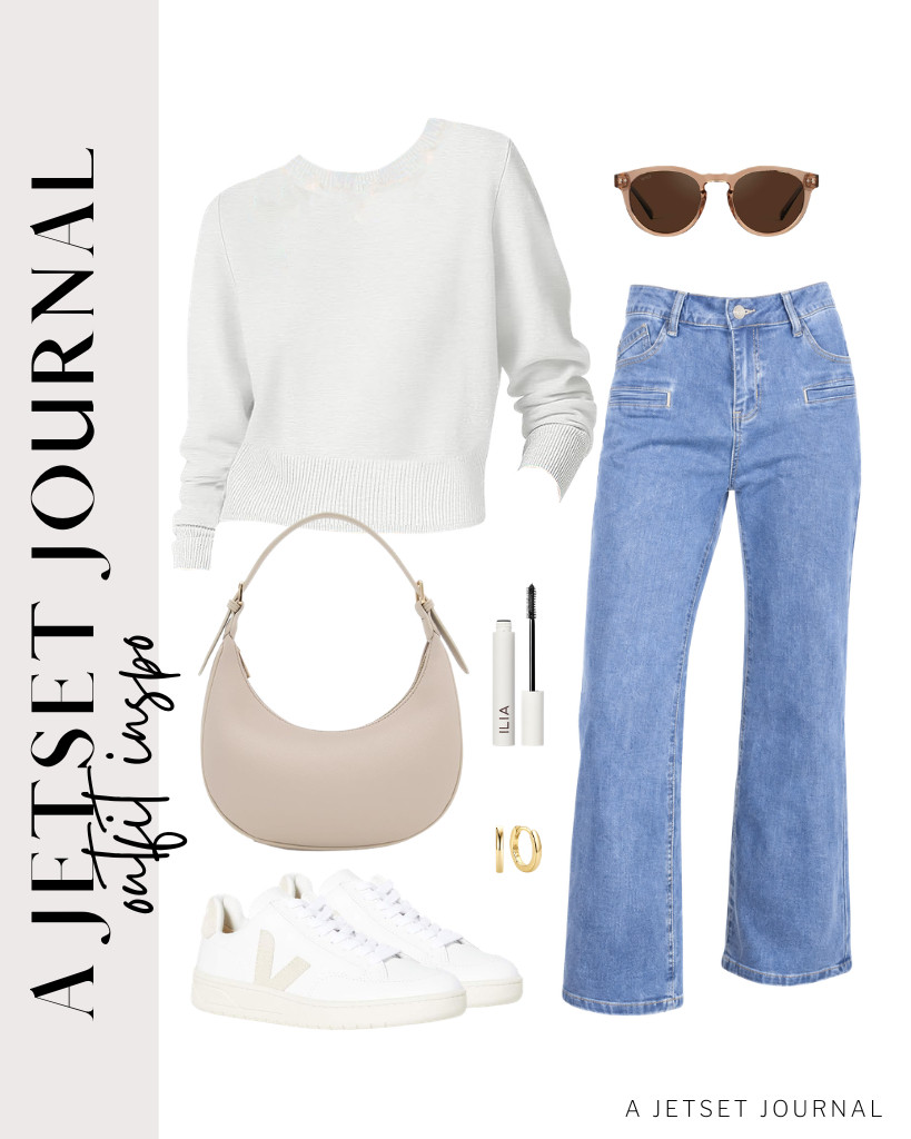 This outfit pairs a lightweight white ANRABESS sweater with Astylish jeans, ideal for coffee runs or city outings. Your footwear can be these stylish Veja sneakers that match this crescent shoulder bag. Add these WearMe Pro Round Polarized Sunglasses for a stylish fit.

#LTKSeasonal #LTKSaleAlert #LTKTravel
 

 