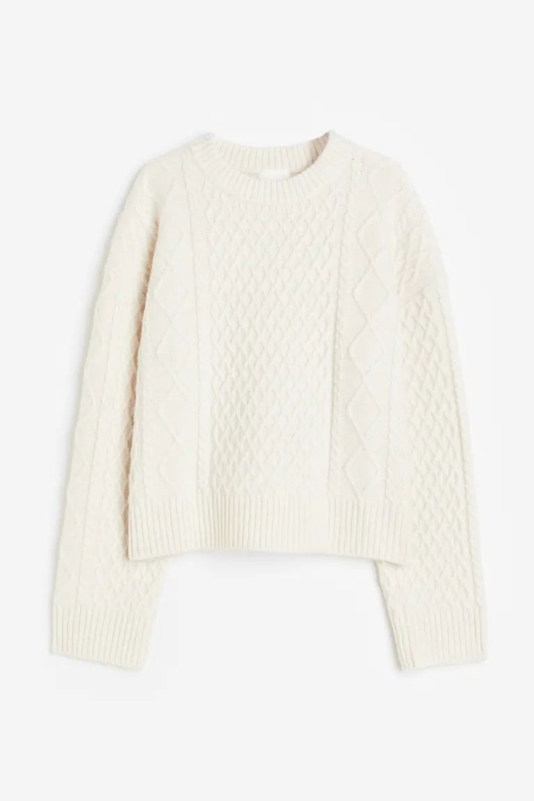 Cable-knit Sweater - Natural white - Ladies | H&M US | H&M (US + CA)