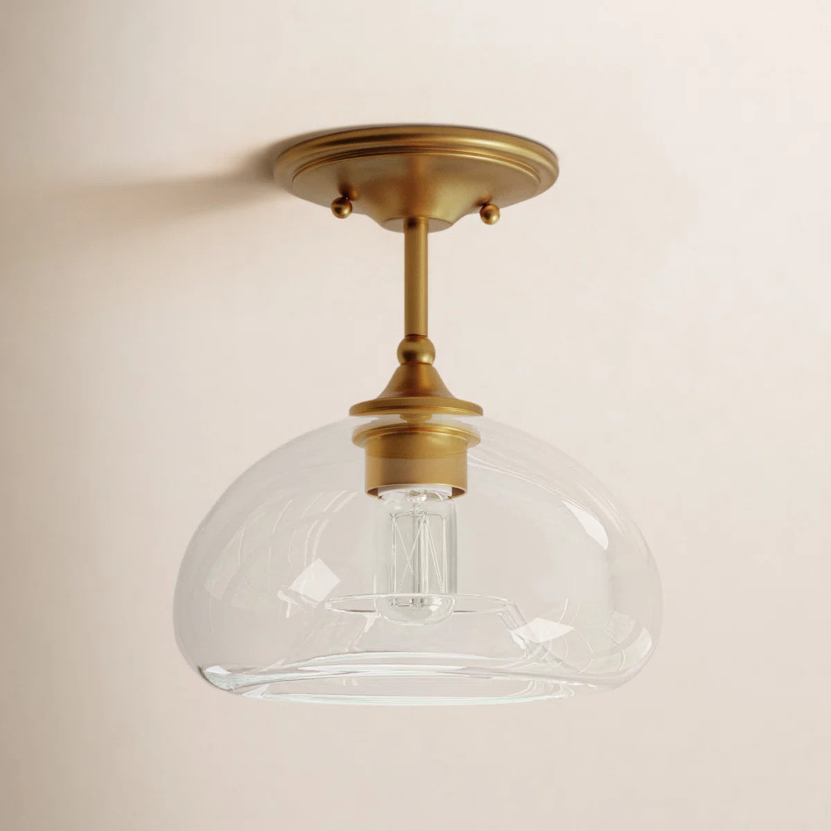 Meridian 1-Light Ceiling Light in Natural Brass | Wayfair North America