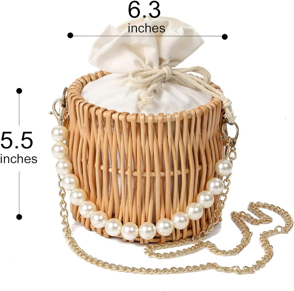 Straw Beach Bags For Women Summer Clutch Rattan Woven Wicker Purse Crochet Tote | Amazon (US)