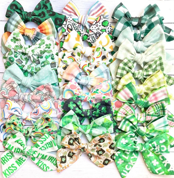 20 styles | St. Patrick's Bow, You Choose One! | Schoolgirl Bow, Pigtail Bow, Sailor Bow | Rainbo... | Etsy (US)