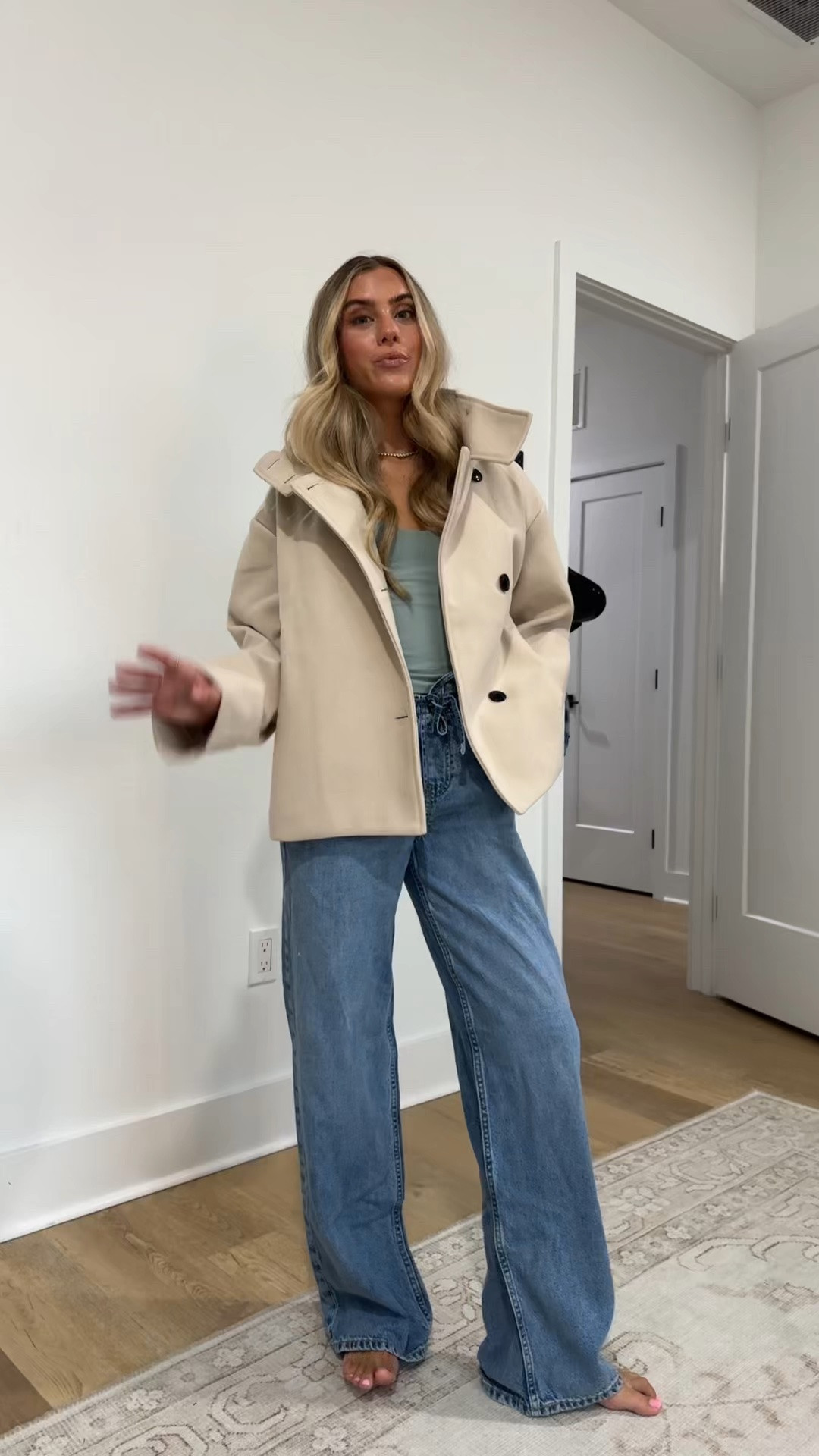 This trench coat jacket is from TikTok shop size small ( https://www.tiktok.com/t/ZP9SnjpAyToLX-vJOpm/). I linked similar Amazon trench coat options.

#LTKootd #LTKSeasonal #LTKSaleAlert