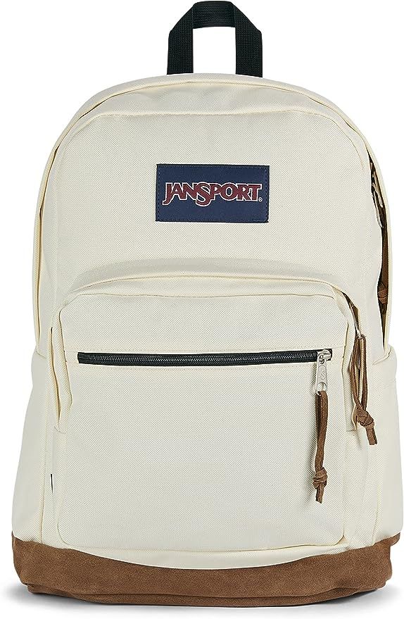 JanSport Right Pack Backpack - Travel, Work, or Laptop Bookbag with Leather Bottom, Coconut | Amazon (US)