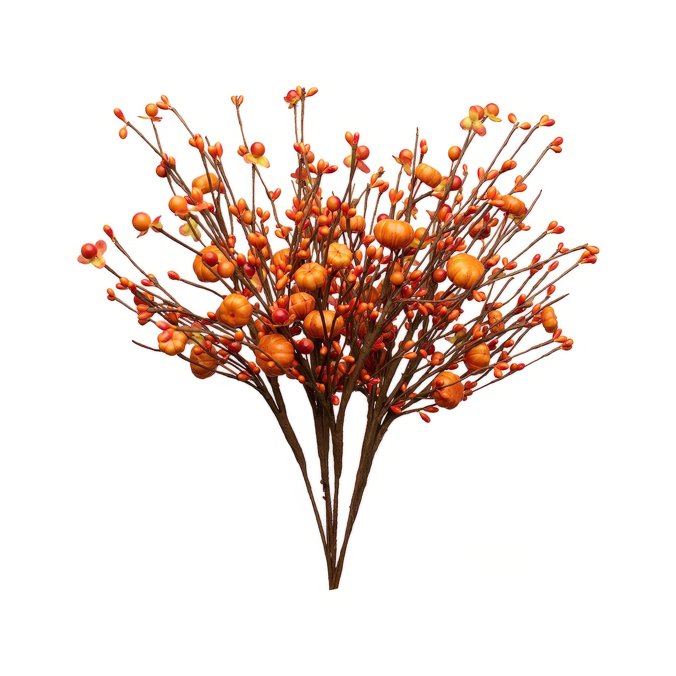 6Pcs Artificial Fall Berry Stems, Orange Pumpkin Picks Floral with Berry Fall Picks for Floral Ar... | Amazon (US)