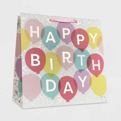 &#34;Happy Birthday&#34; Balloon Square Gift Bag - Spritz&#8482; | Target