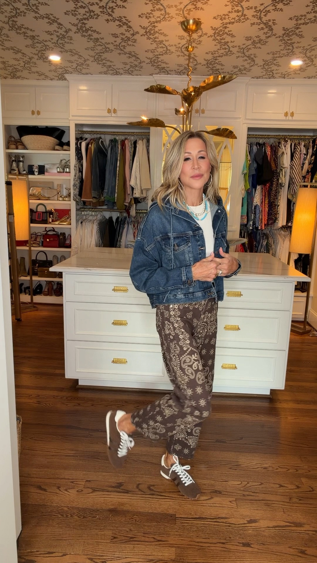 These are the best fitting pants and the banana print is so on trend!  I paired them with a white tank and denim hooded jacket!  The sneakers are brown suede and so comfortable!

#LTKootd #LTKOver40 #LTKgrwm