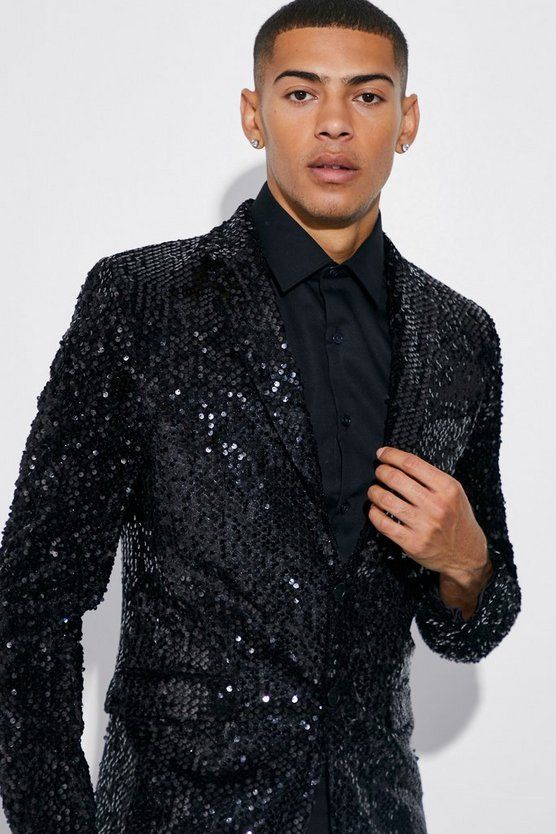 Skinny Single Breasted Sequin Suit Jacket | Boohoo.com (US & CA)