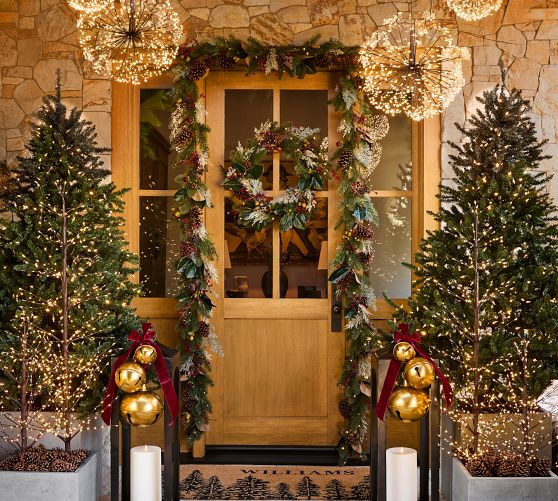 Lit Faux Pine and Berry Garland | Pottery Barn (US)