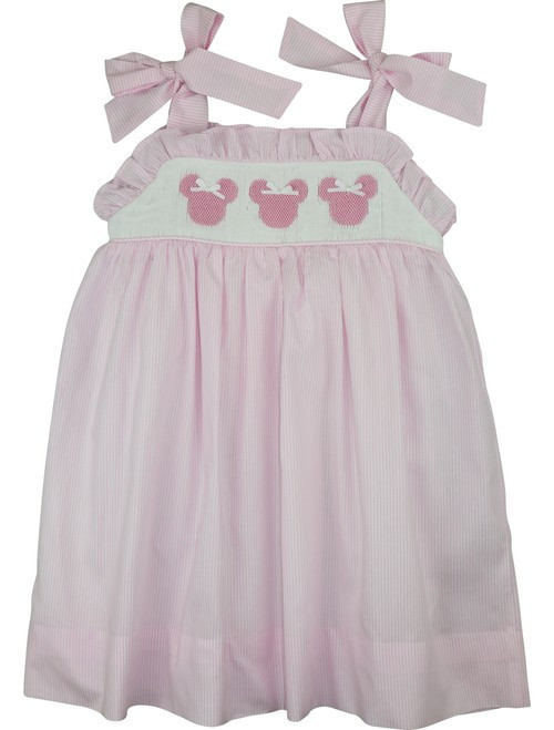 Pink Stripe Smocked Mouse Ears Dress | Cecil and Lou