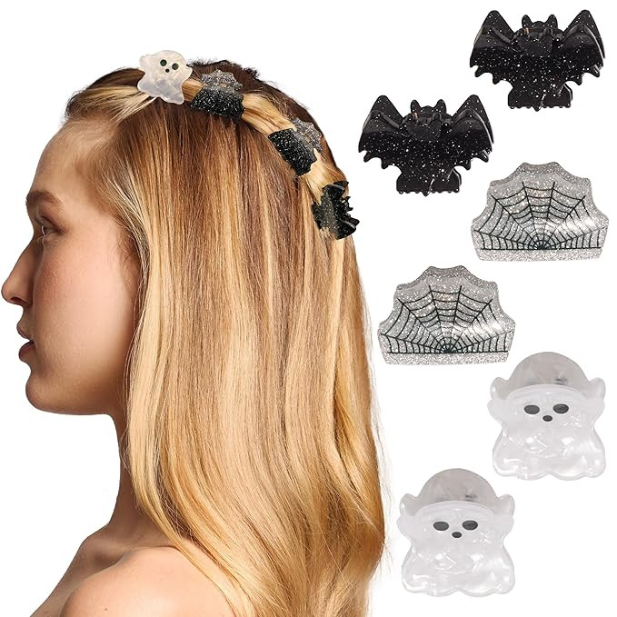 Kitsch Recycled Plastic Mini Claw Clips – Halloween Hair Clips with Ghost, Web & Bat Designs ... | Amazon (US)