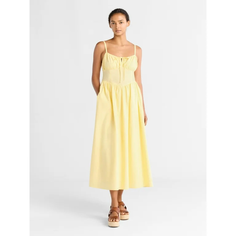 Free Assembly Women's Cotton Milkmaid Corset Maxi Dress, Sizes XS-XXXL | Walmart (US)