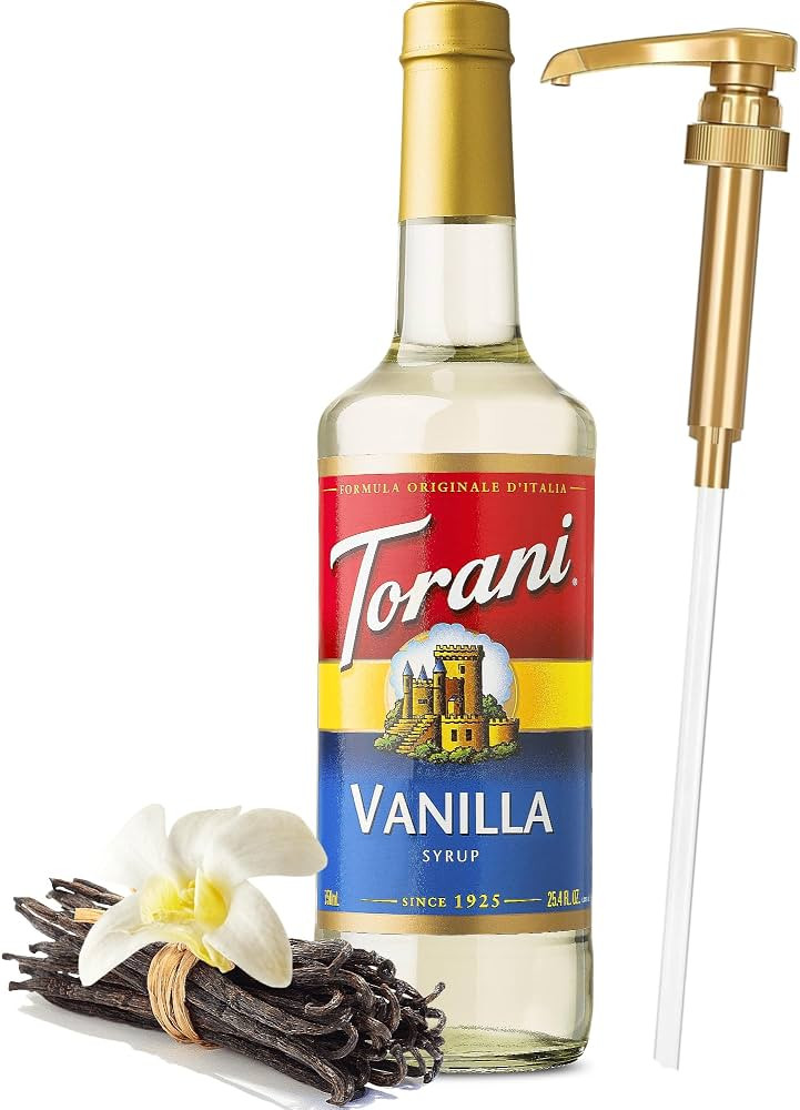 Torani Vanilla Syrup with Little Squirt Syrup Pump, 750ml 25.4 Ounces | Amazon (US)