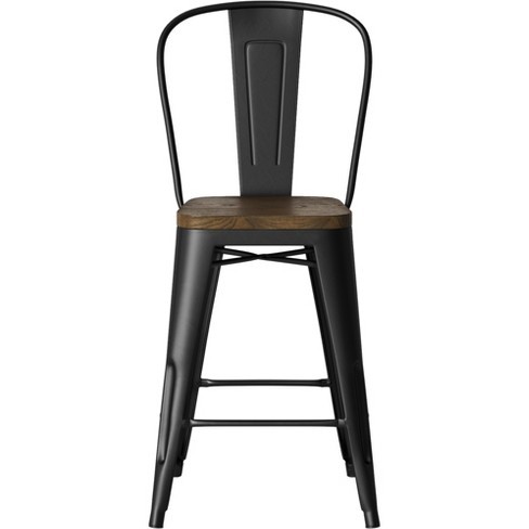 Carlisle Wood Seat Backed Counter Stool Matte Black - Threshold™ | Target