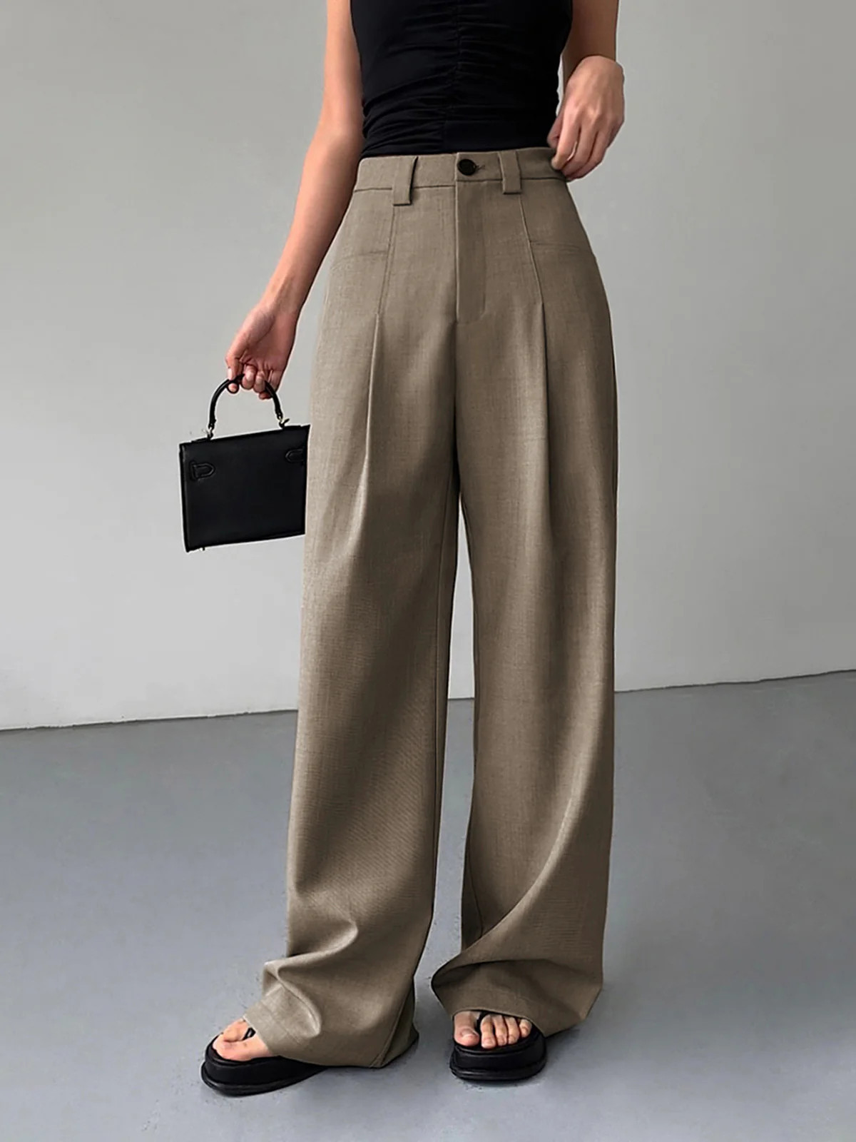 Divine Pleat Wide Leg Dress Pants | Commense