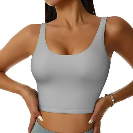 Sports Bras for Women High Support - gray Athletic Crop Workout Tank Top for Women | Walmart (US)