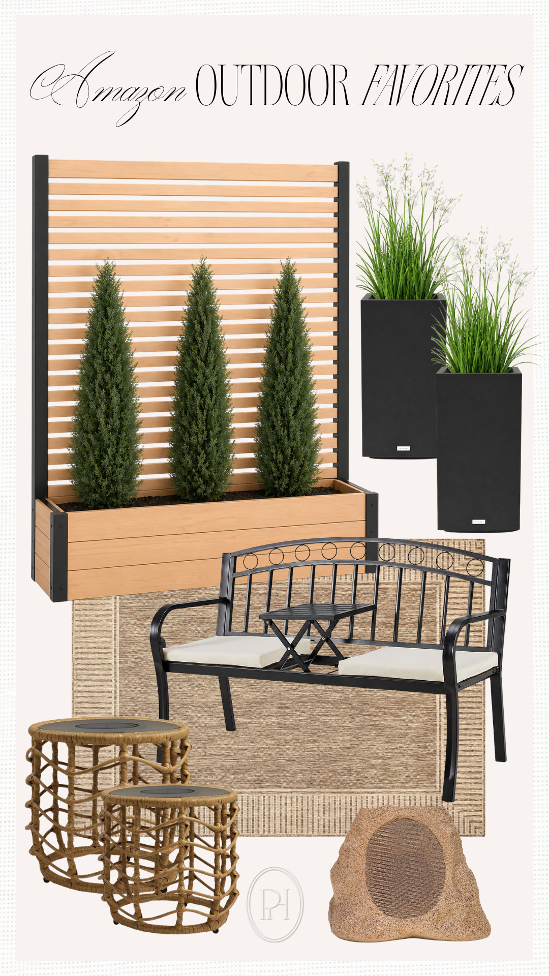 Outdoor favorites of mine from Amazon!

outdoor furniture, patio furniture, patio decor, outdoor decor, faux topiaries, faux plants, privacy screen, privacy screen with planter, outdoor bench, bluetooth speaker rock, solar light end table, outdoor end table, patio side table, outdoor rug, patio rug, black planters, tall planter pots 

 #LTKSeasonal #LTKHome