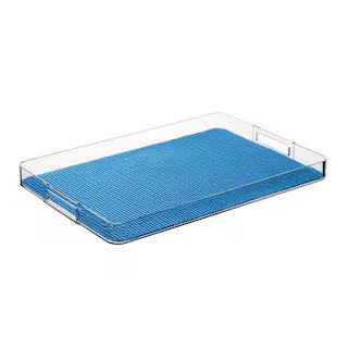 Kraftware Fishnet Process Blue 19 in.W x 1.5 in.H x 13 in.D Rectangular Acrylic Serving Tray 1222... | The Home Depot