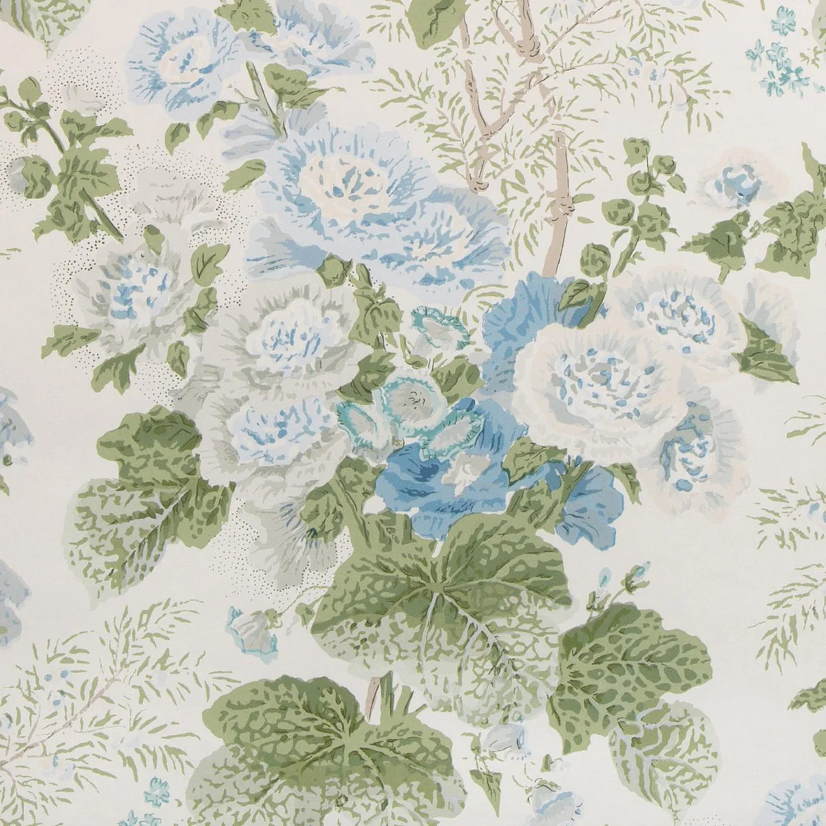 Lee Jofa Grand Althea Wp Blue/Leaf Wallpaper | DecoratorsBest