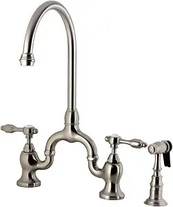 Kingston Brass KS7798TALBS 7 3/4" in Spout Reach Bridge Kitchen Faucet with Brass Sprayer, Brushe... | Amazon (US)