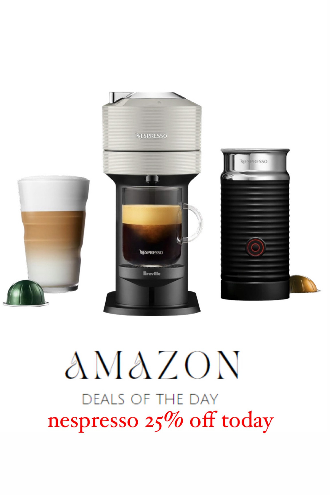 Nespresso 25% off !!!! Amazon deal of the day 

Deals on Amazon coffee maker on sale with milk frother gift guide for him gift guide for mom gift guide for her wellness girl 

#LTKGiftGuide #LTKsalealert #LTKSeasonal