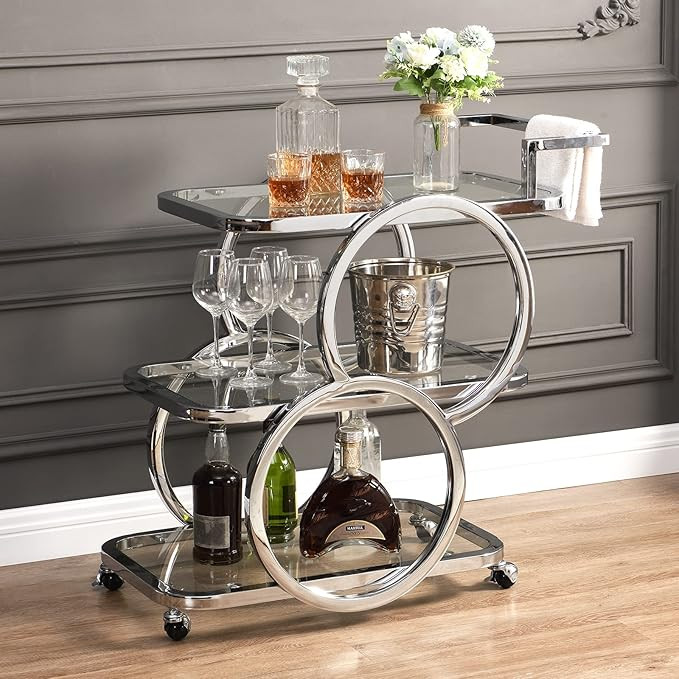 Home Bar Serving Carts 3 Tier Kitchen Carts on Wheels Mobile Bar Carts for Home Kitchen Dining Ro... | Amazon (US)
