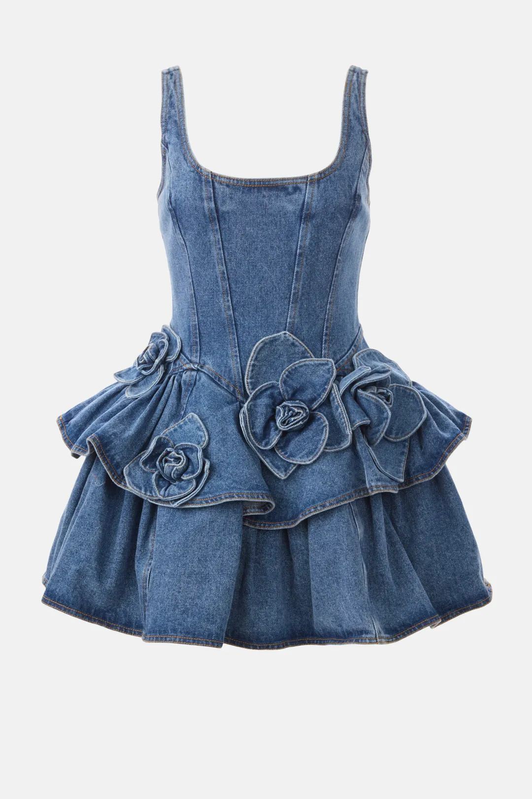 Devyn Saxe Blue Denim Ruffle Dress | Rent the Runway