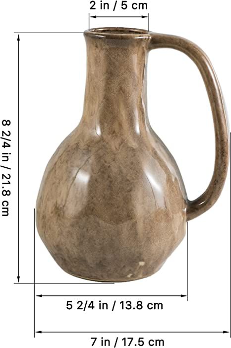 Amazon.com: Mowtanco Decorative Ceramic Vase, Reactive Glazed Color Handle Flower Vases for Home ... | Amazon (US)