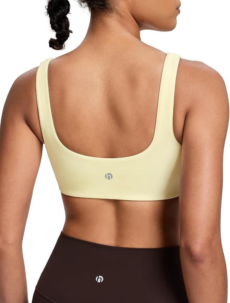 HeyNuts Womens U Back Sports Bra, Scoop Neck Low Impact Workout Yoga Tops Padded with Built in Br... | Amazon (US)