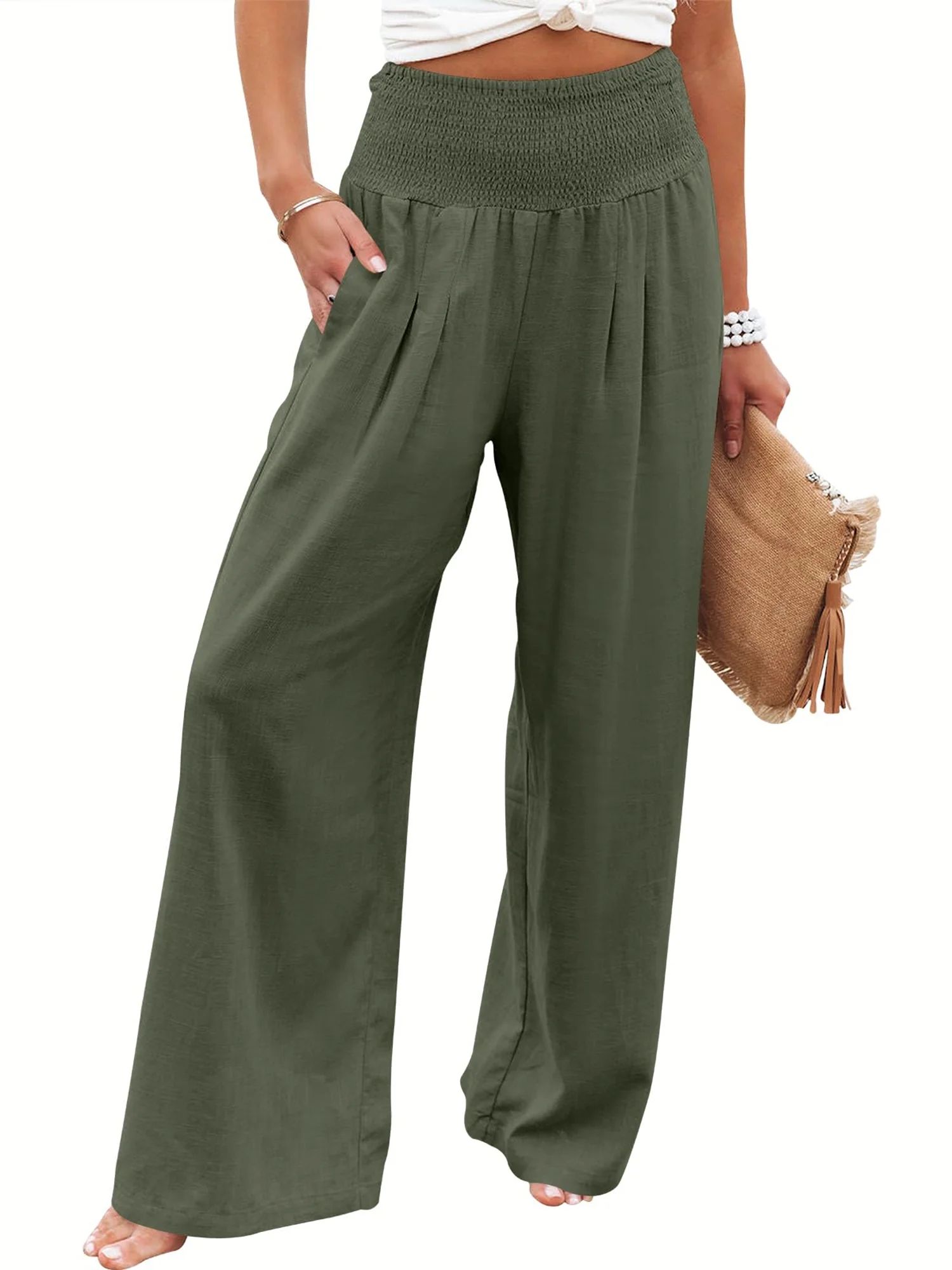 Zenbriele High Waisted Wide Leg Pants for Women Yoga Boho Palazzo Lounge Trousers | Walmart (US)