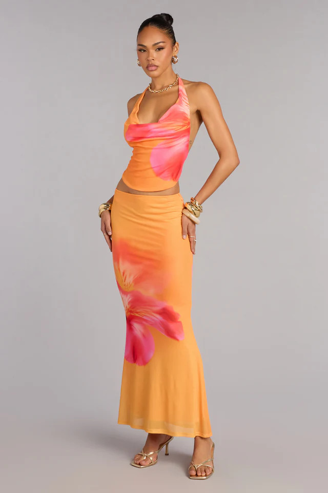 Sunset Mood Tropical Floral Maxi Skirt | Windsor Stores